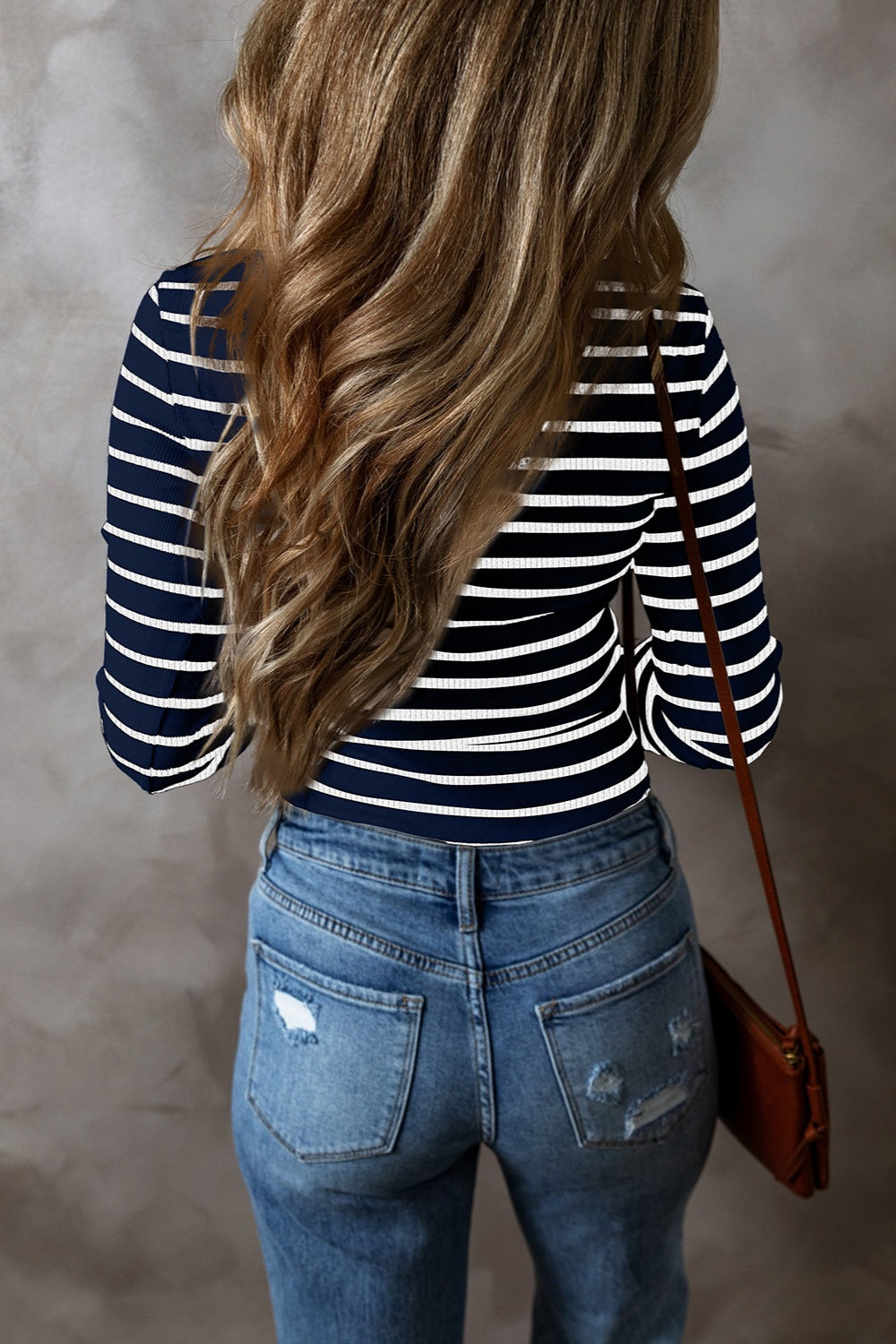 Striped V-Neck Long Sleeve Top - The Daily Makeover