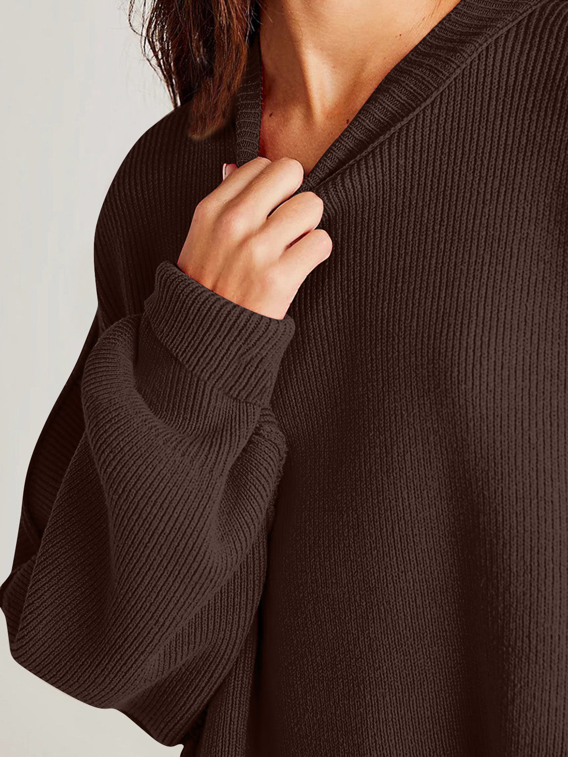 Double Take Side Slit Round Neck Long Sleeve Sweater - The Daily Makeover