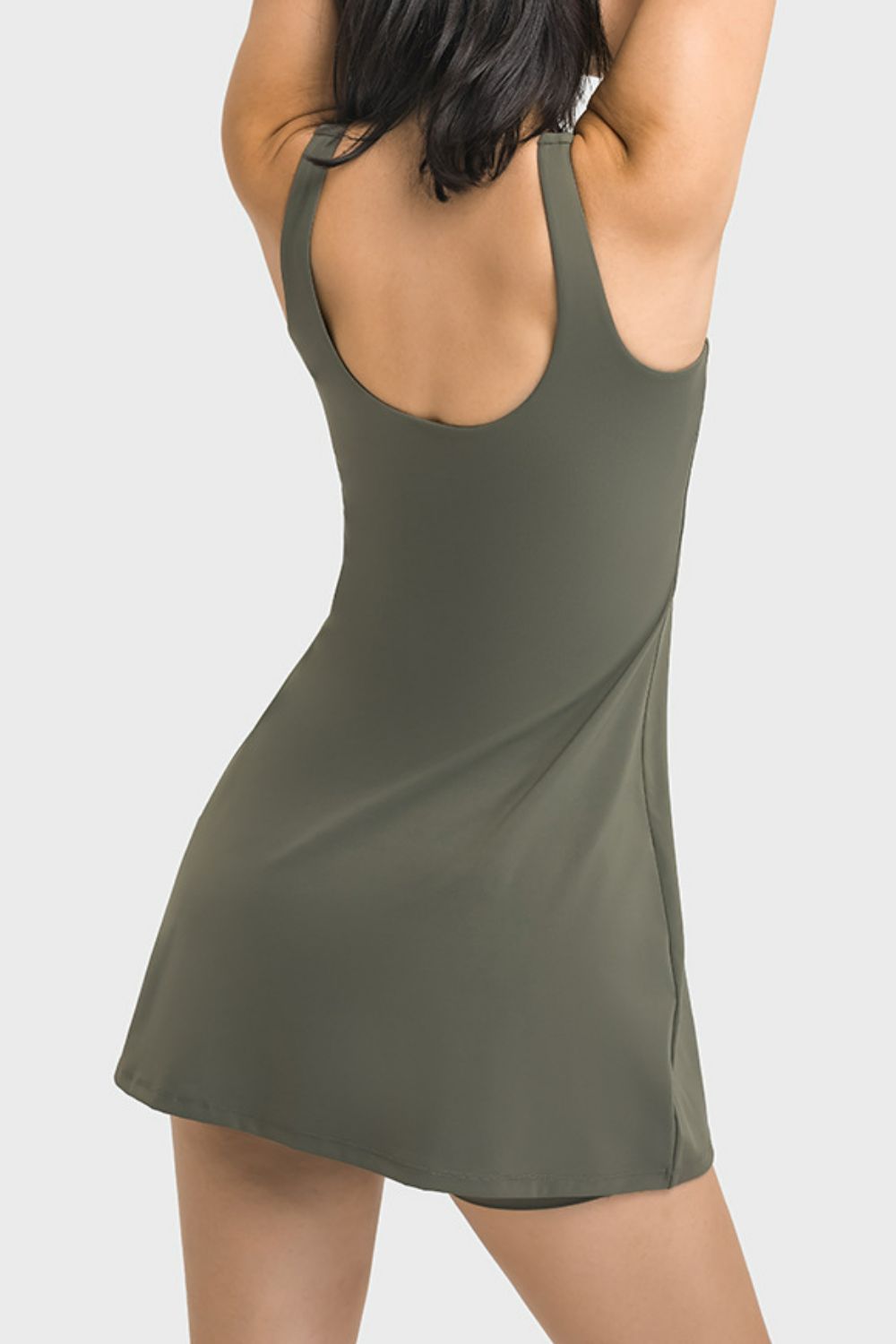 Square Neck Sports Tank Dress with Full Coverage Bottoms - The Daily Makeover