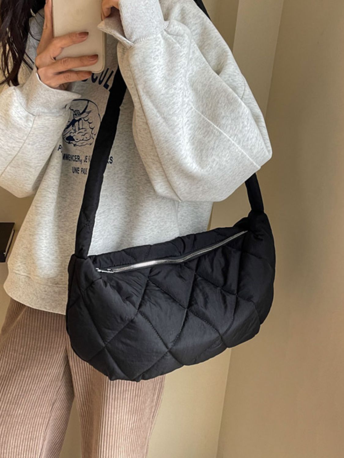 Quilted Polyester Crossbody Bag - The Daily Makeover