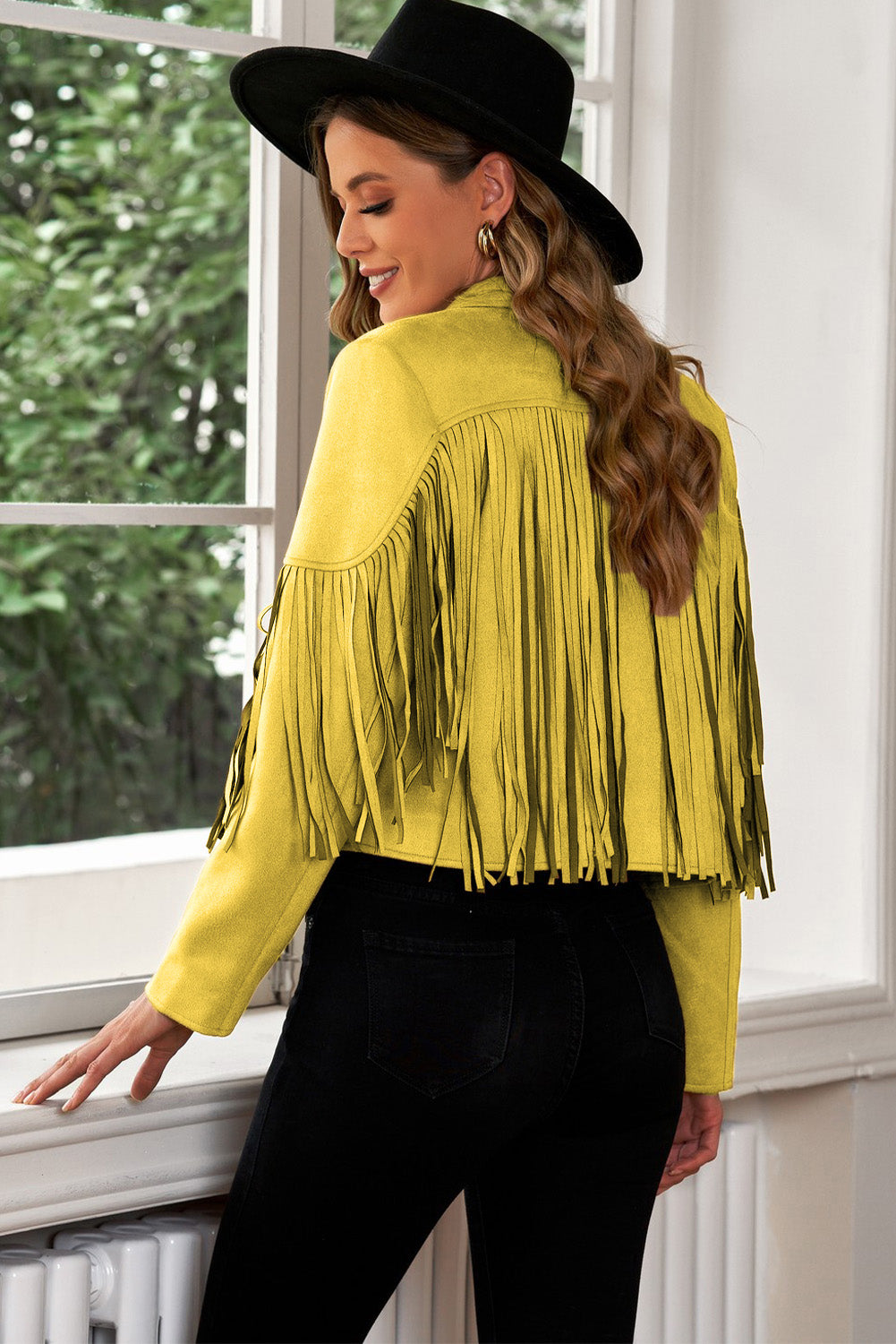 Fringe Trim Lapel Collar Cropped Blazer - The Daily Makeover