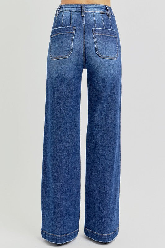 RISEN Full Size High Rise Wide Leg Jeans with Slanted Pockets - The Daily Makeover