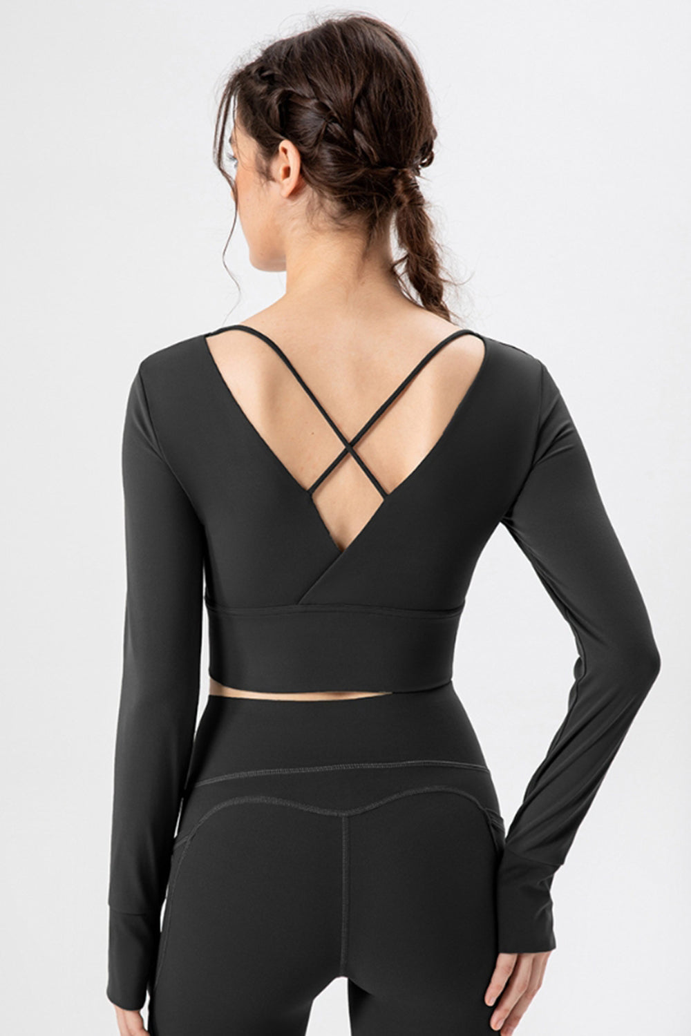 Square Neck Crisscross Active T-Shirt - The Daily Makeover