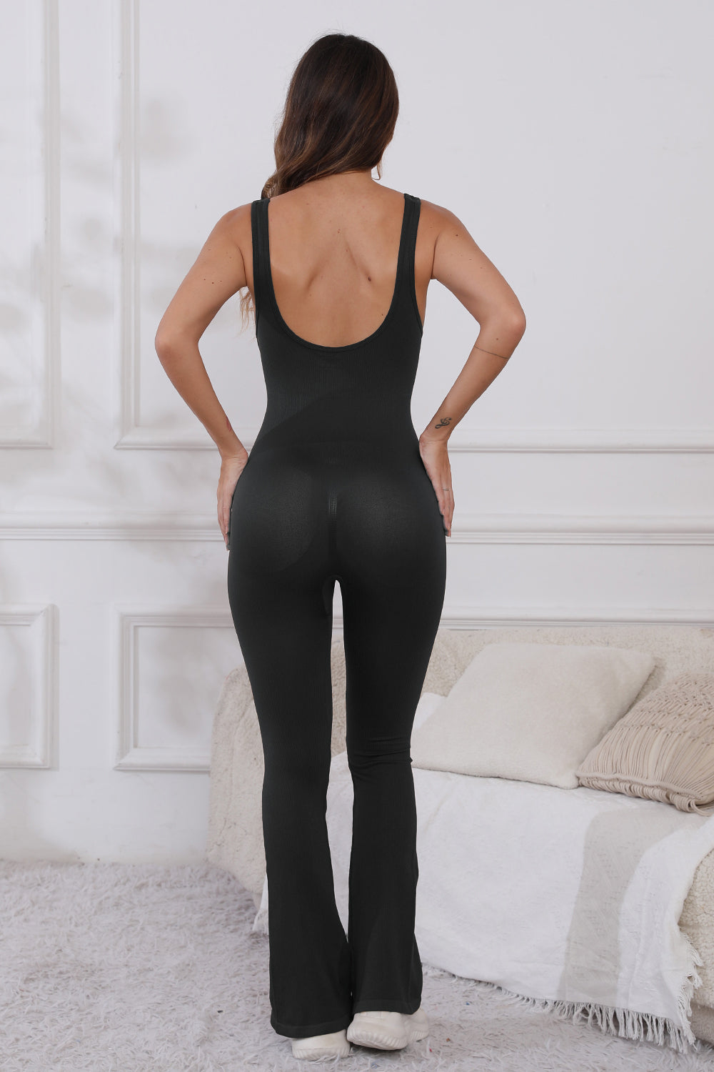 Scoop Neck Wide Strap Active Jumpsuit - The Daily Makeover