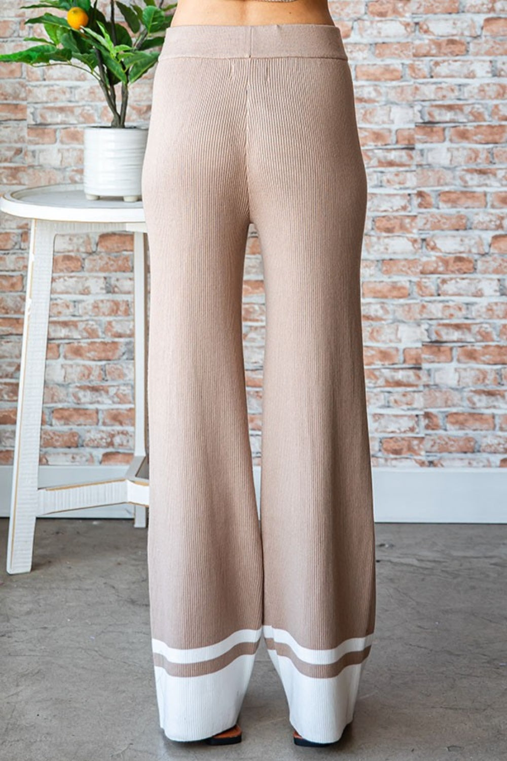 First Love Contrast Ribbed Knit Pants - The Daily Makeover