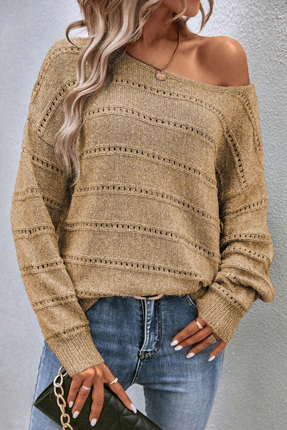 Boat Neck Dropped Shoulder Sweater - The Daily Makeover