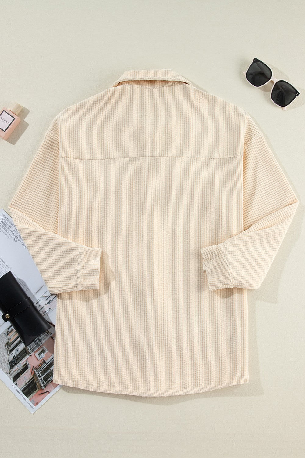 Pocketed Button Up Dropped Shoulder Shacket - The Daily Makeover