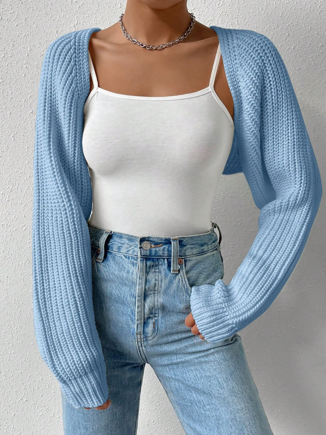 Honey Open Front Long Sleeve Cropped Cardigan - The Daily Makeover