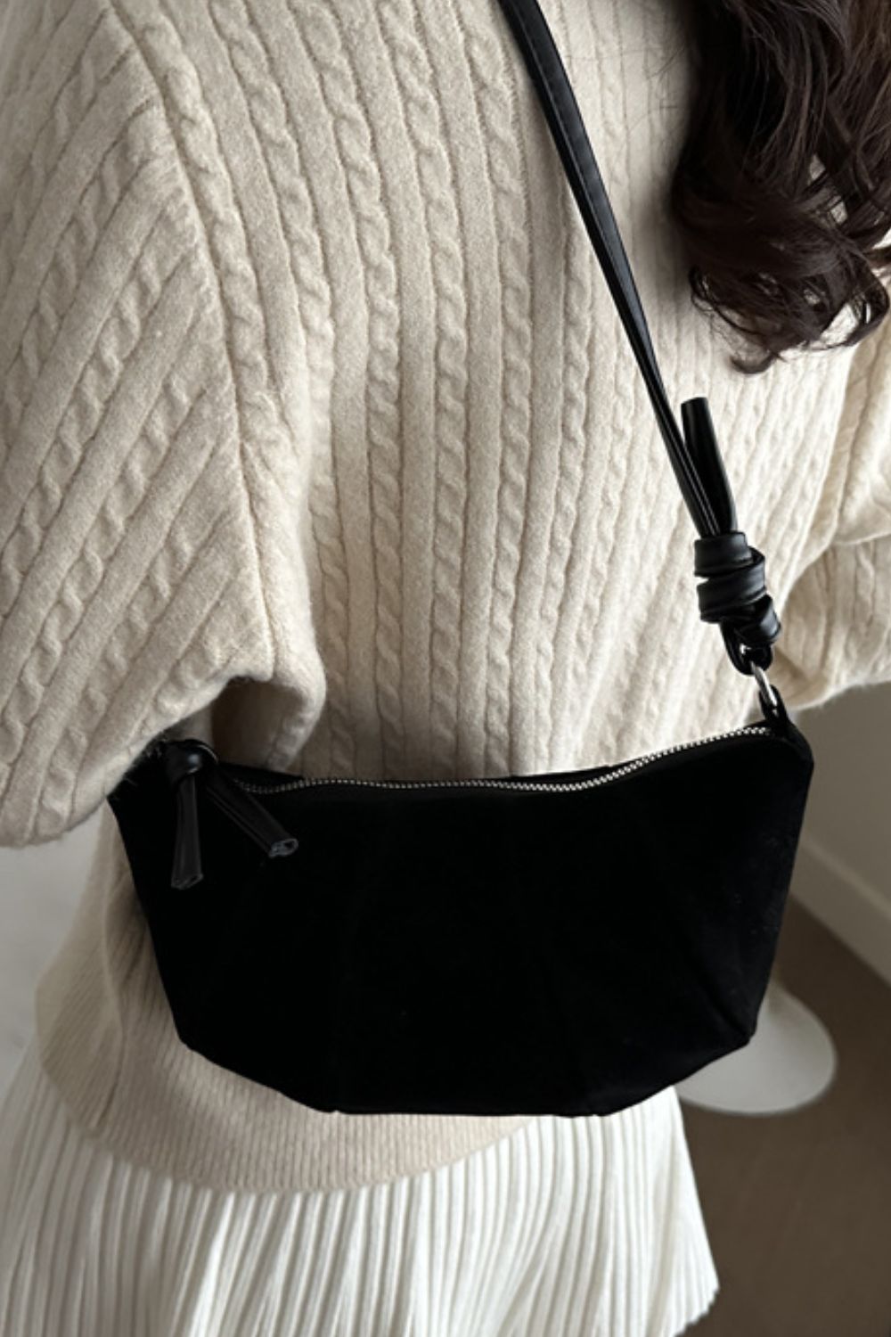 Suede Croissant Shape Shoulder Bag - The Daily Makeover