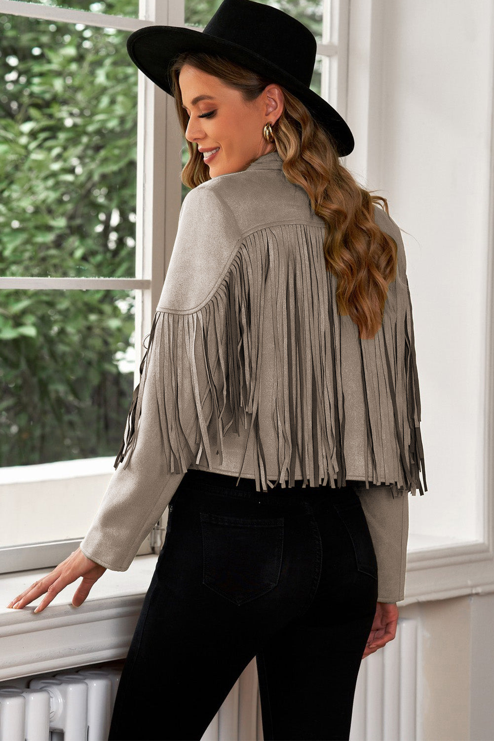 Fringe Trim Lapel Collar Cropped Blazer - The Daily Makeover