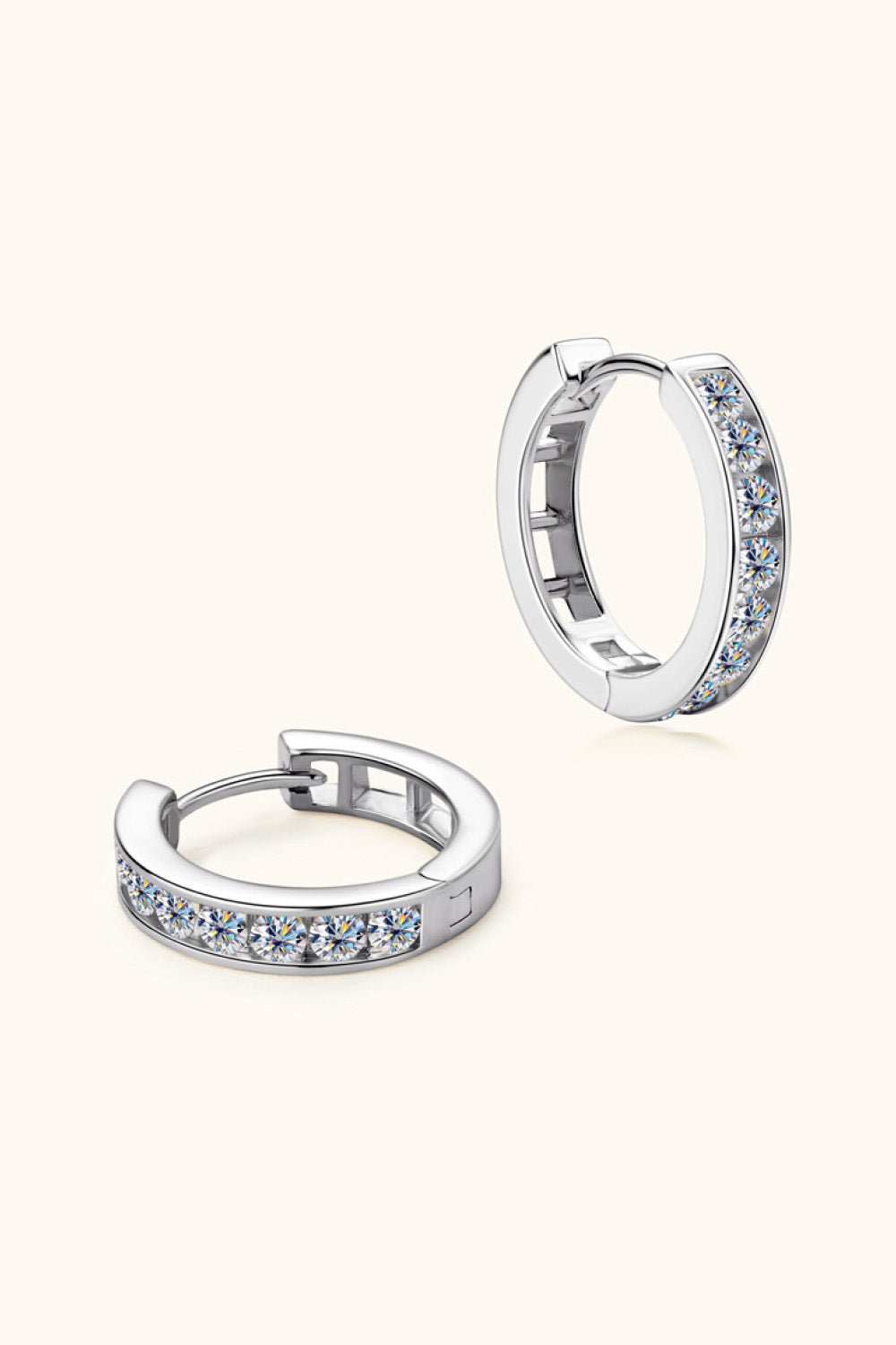 Moissanite 925 Sterling Silver Huggie Earrings - The Daily Makeover