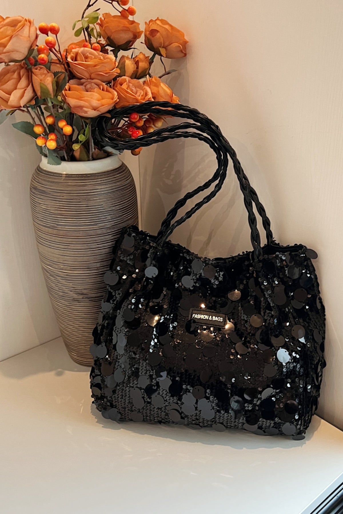 Sequin Braided Strap Shoulder Bag - The Daily Makeover