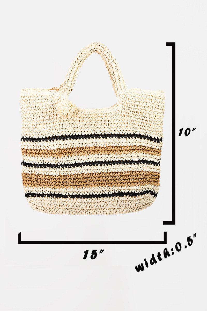 Fame Striped Straw Braided Tote Bag - The Daily Makeover