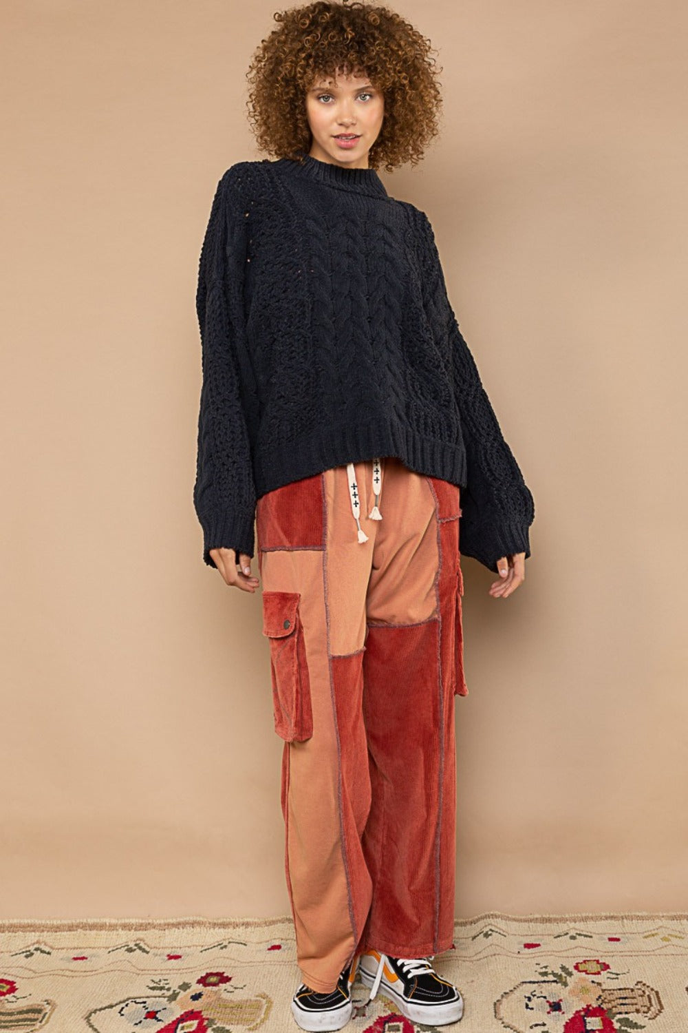 POL Mock Neck Cable Knit Sweater - The Daily Makeover