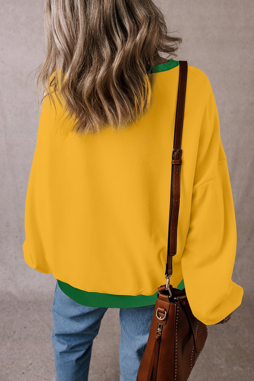 Contrast Round Neck Long Sleeve Sweatshirt - The Daily Makeover