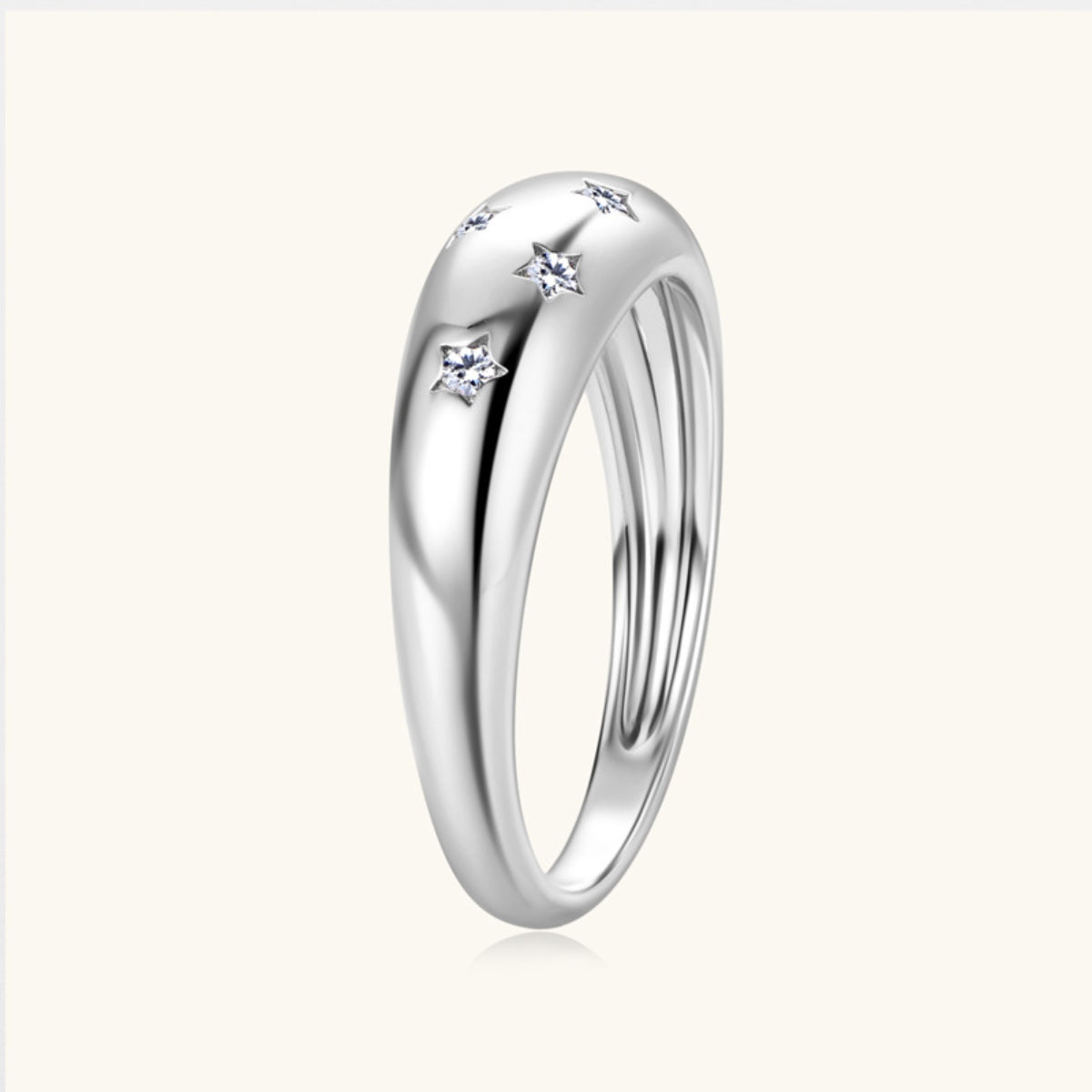925 Sterling Silver Inlaid Moissanite Star Ring - The Daily Makeover