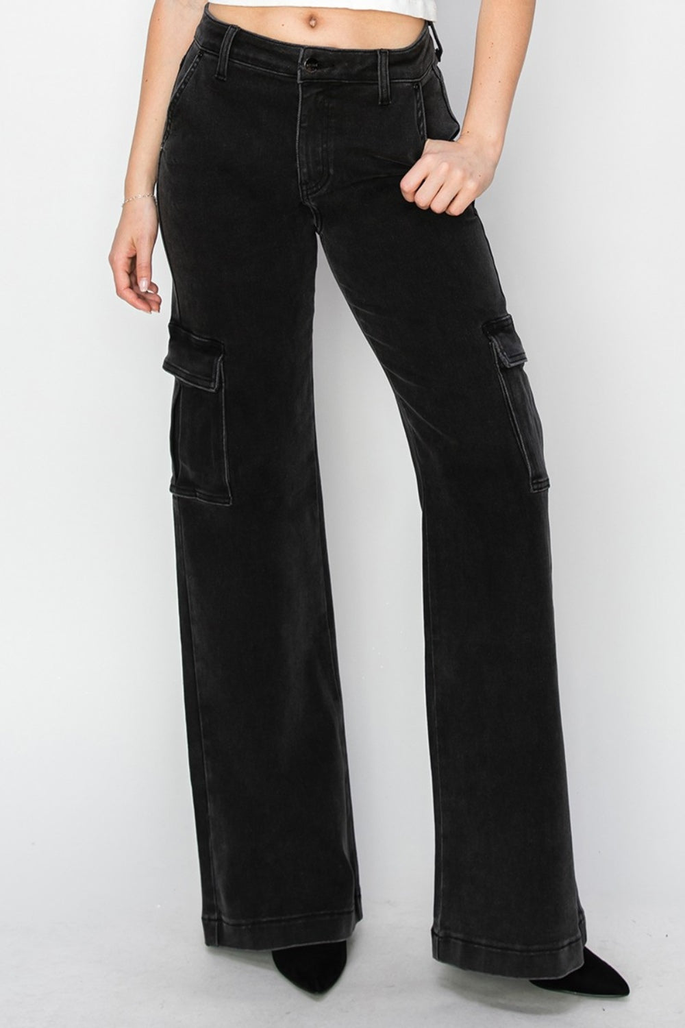 Full Size High Rise Wide Leg Cargo Jeans - The Daily Makeover