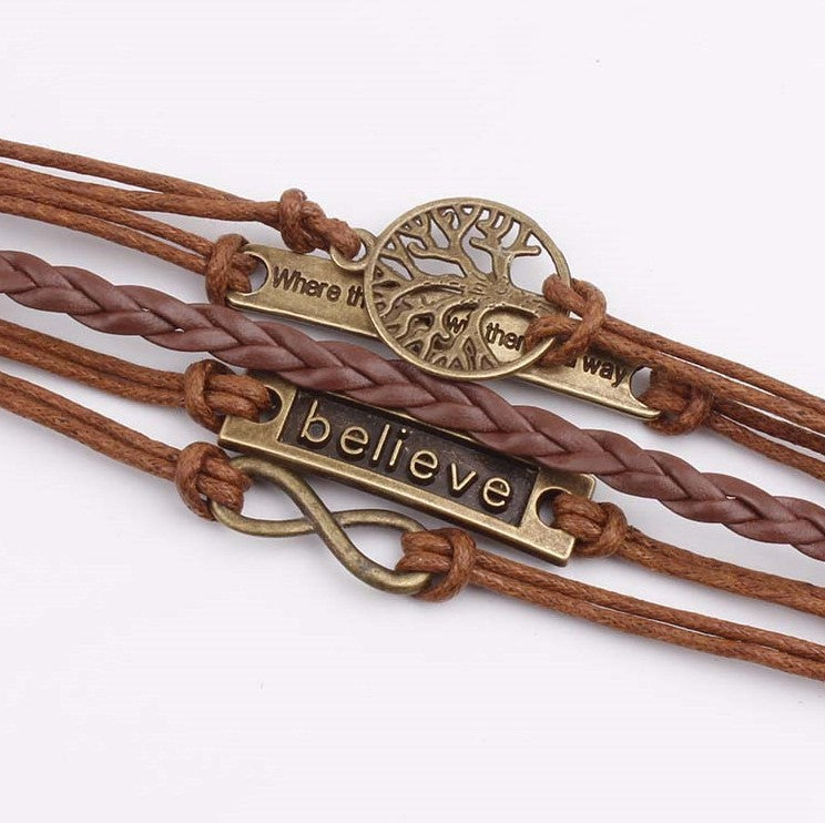Alloy PU Leather Rope Bracelet - The Daily Makeover