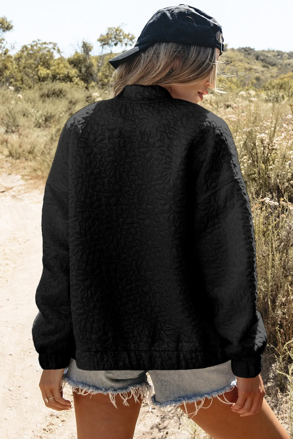 Baseball Collar Floral Quilted Jacket - The Daily Makeover