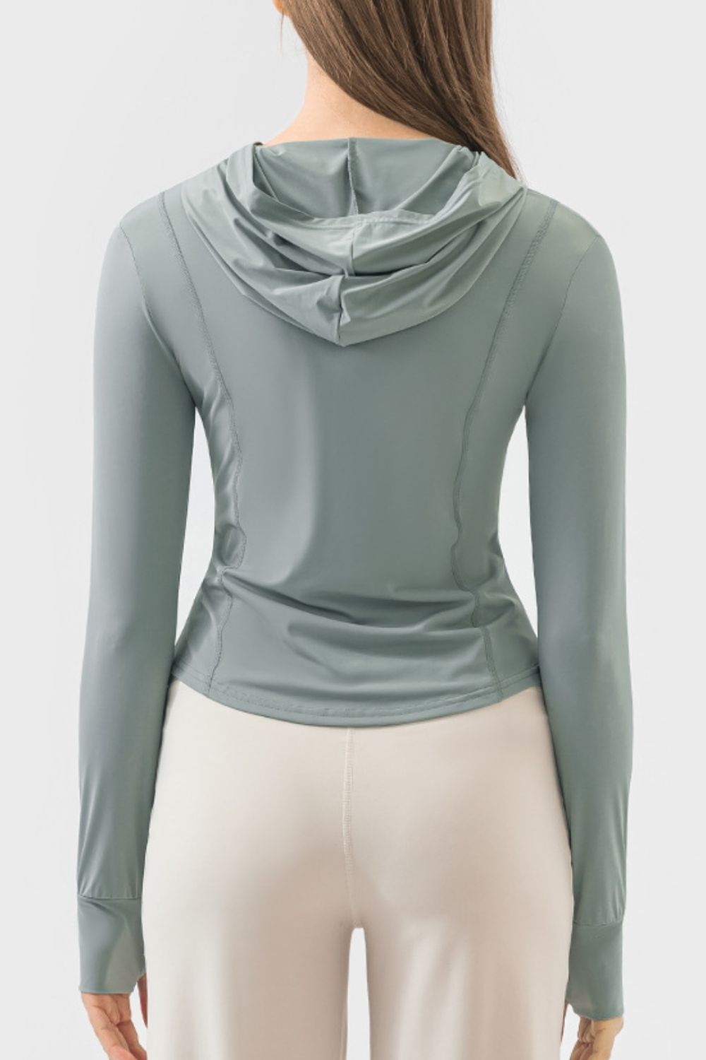 Pocketed Zip Up Hooded Long Sleeve Active Outerwear - The Daily Makeover