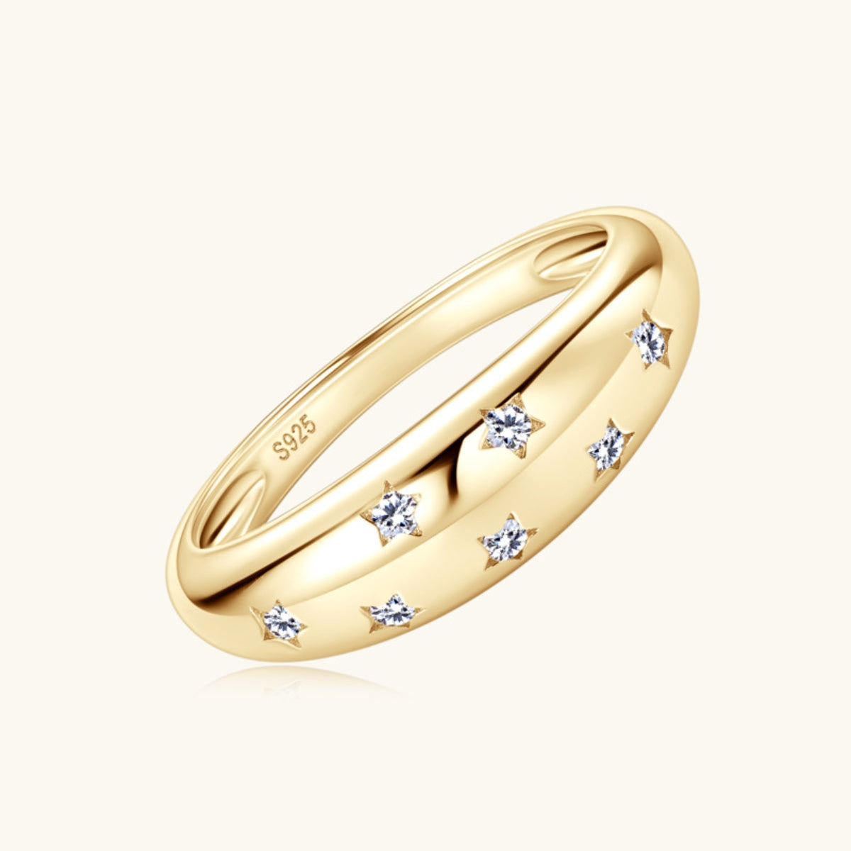 925 Sterling Silver Inlaid Moissanite Star Ring - The Daily Makeover