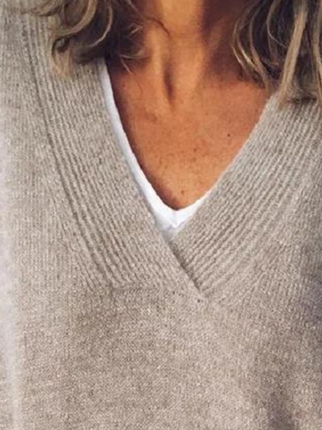 V-Neck Dropped Shoulder Sweater - The Daily Makeover