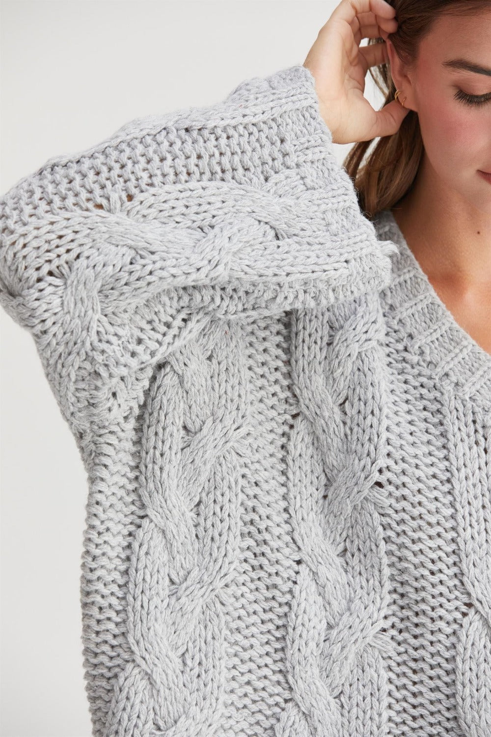 HYFVE Cable Knit V-Neck Sweater - The Daily Makeover