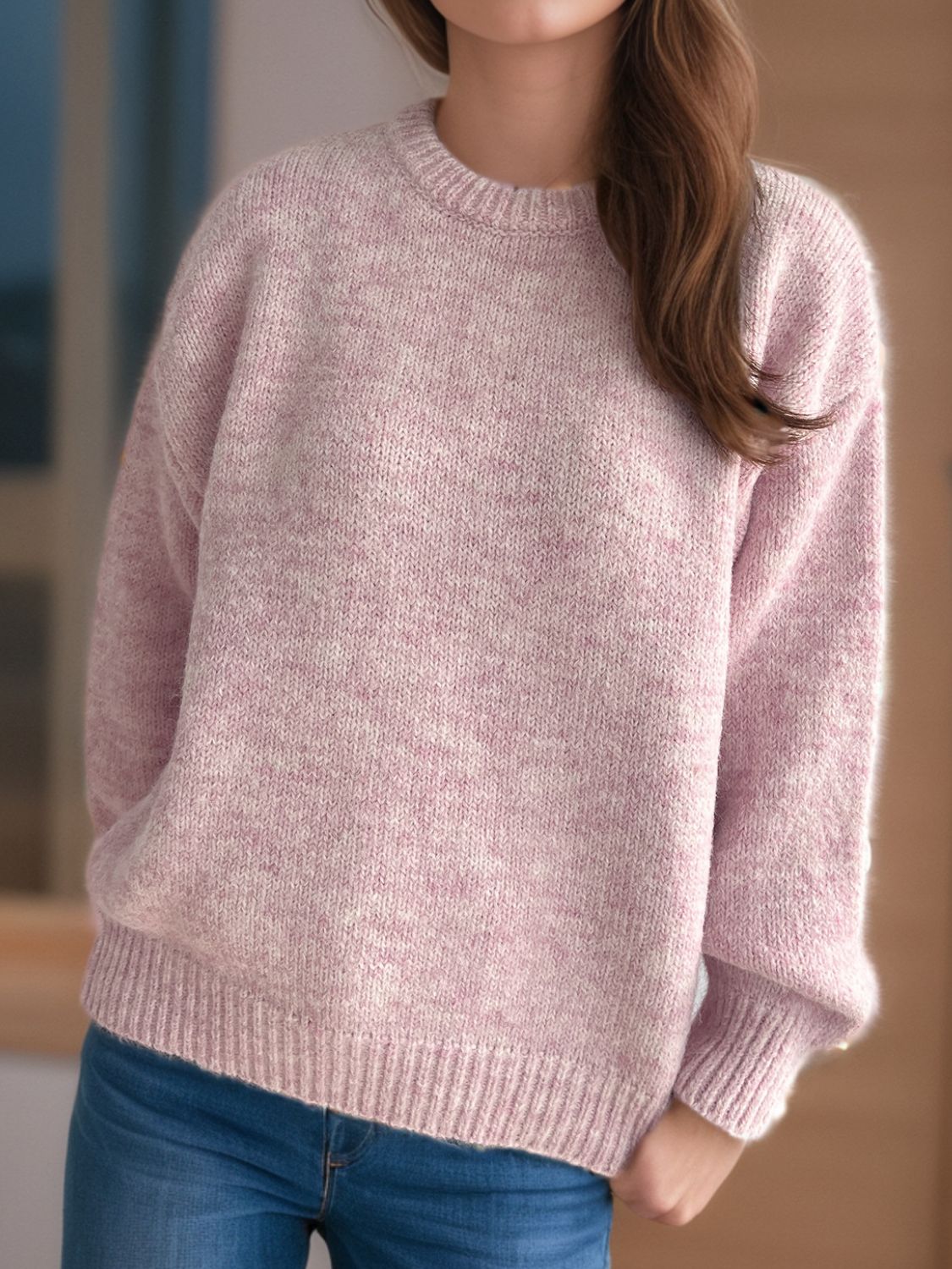 Round Neck Long Sleeve Sweater - The Daily Makeover