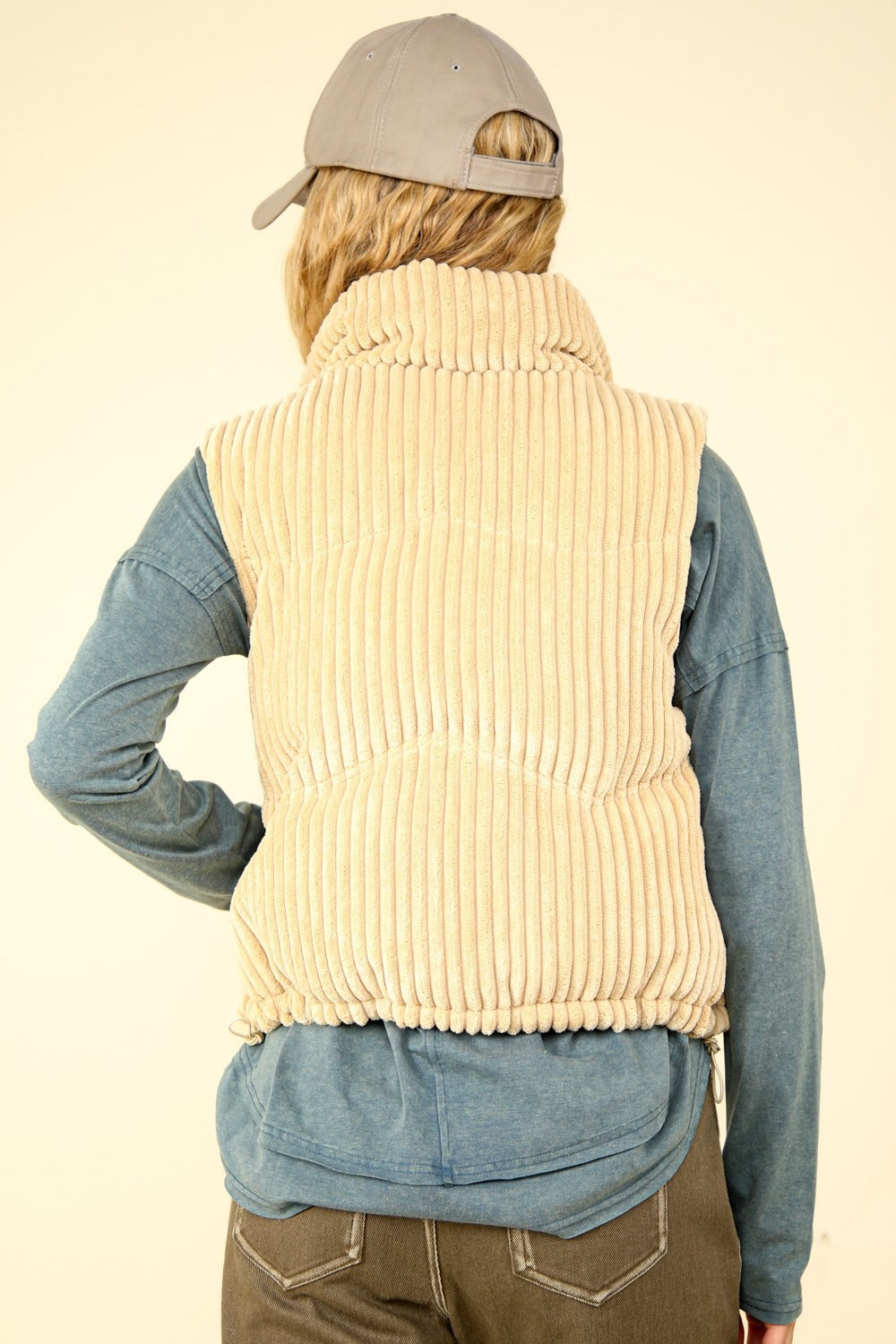 VERY J Zip Up Padded Corduroy Puffer Vest - The Daily Makeover