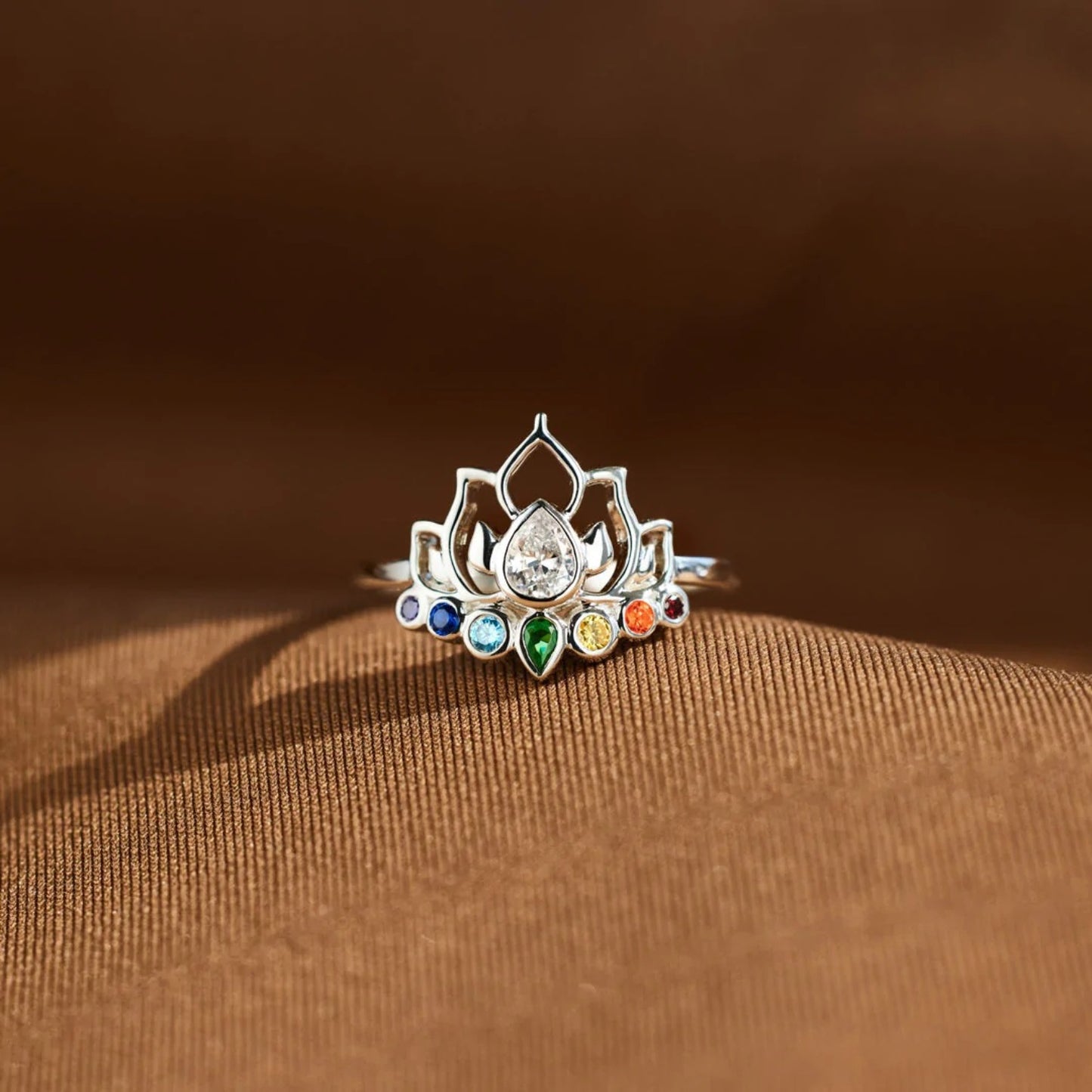 925 Sterling Silver Inlaid Zircon Lotus Shape Ring - The Daily Makeover