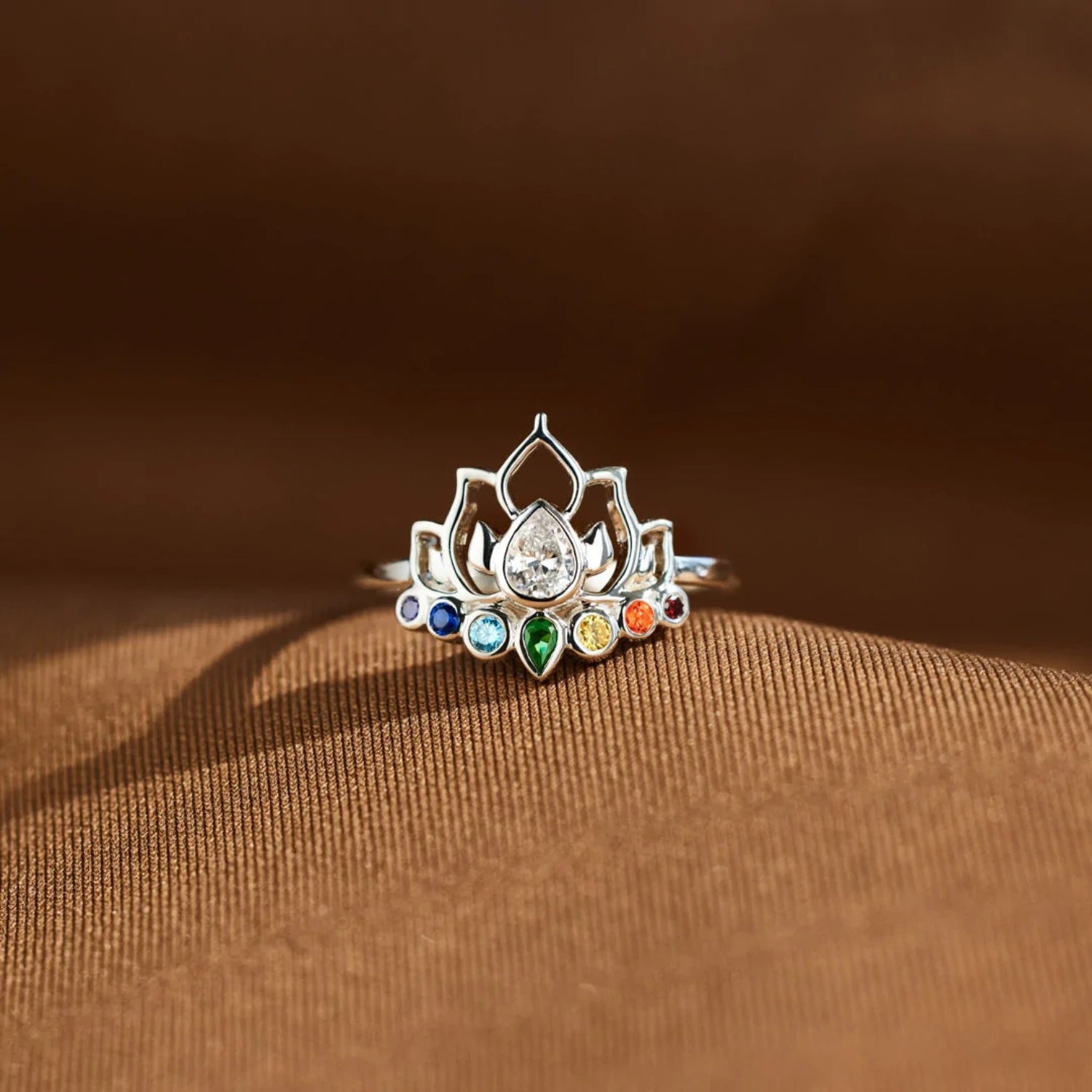 925 Sterling Silver Inlaid Zircon Lotus Shape Ring - The Daily Makeover