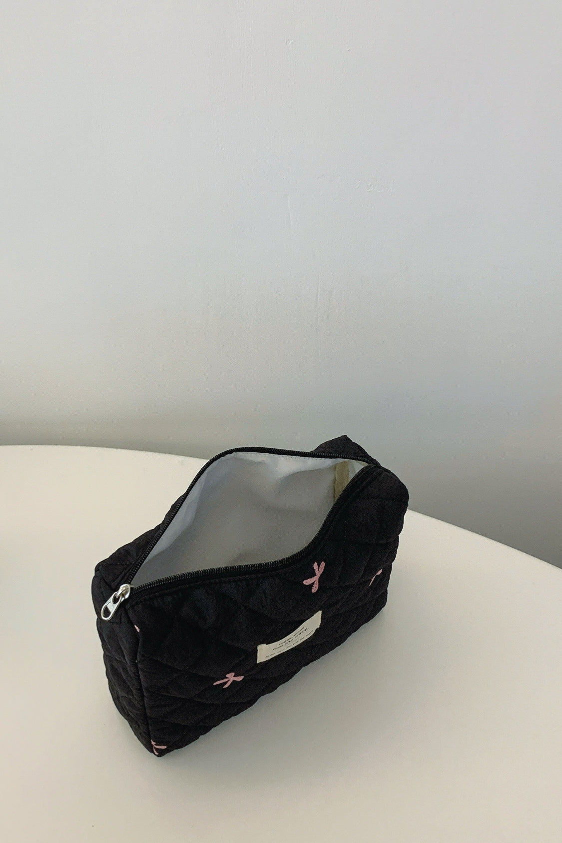 Bow Embroidered Quilted Storage Bag - The Daily Makeover