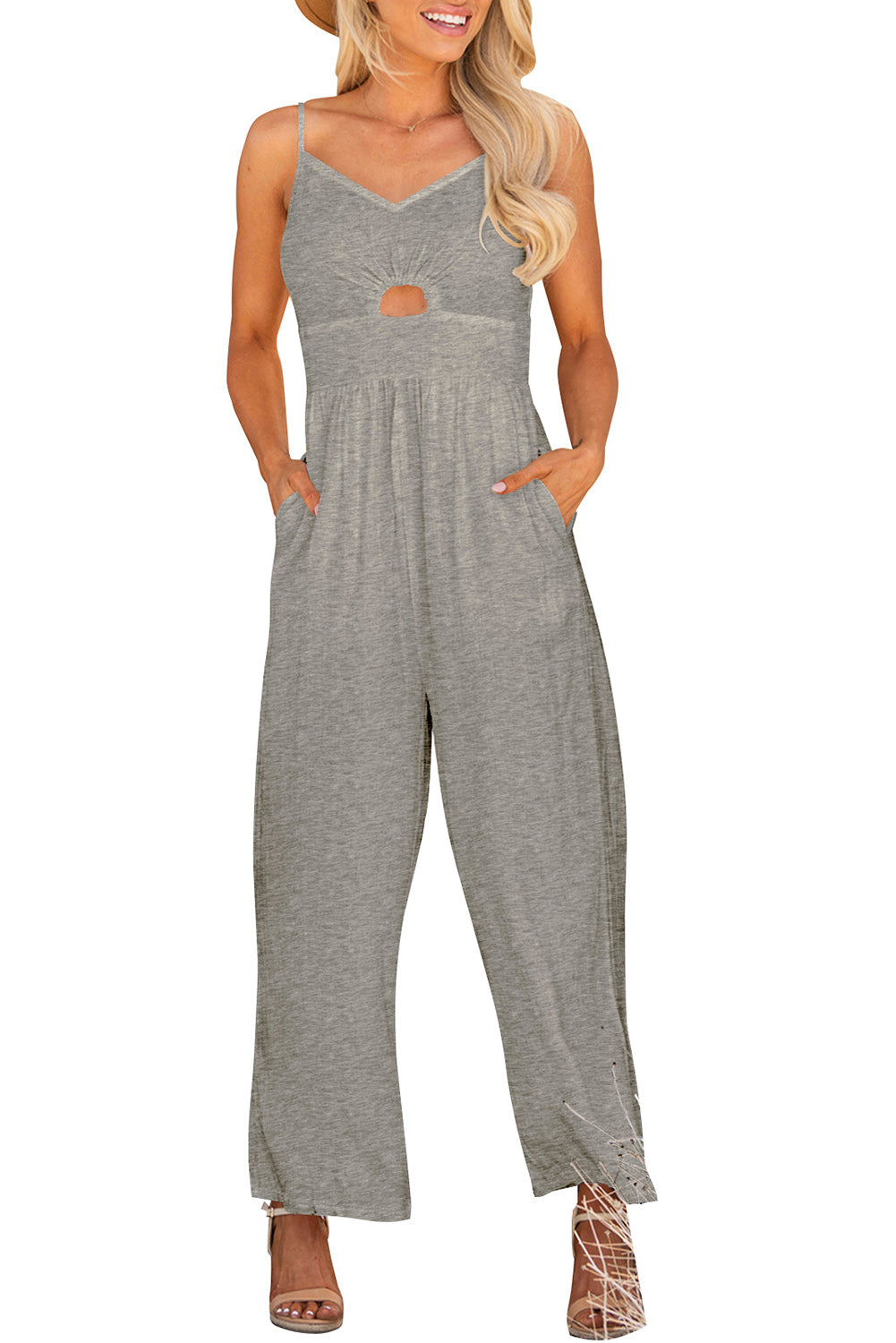 Smocked Spaghetti Strap Wide Leg Jumpsuit - The Daily Makeover