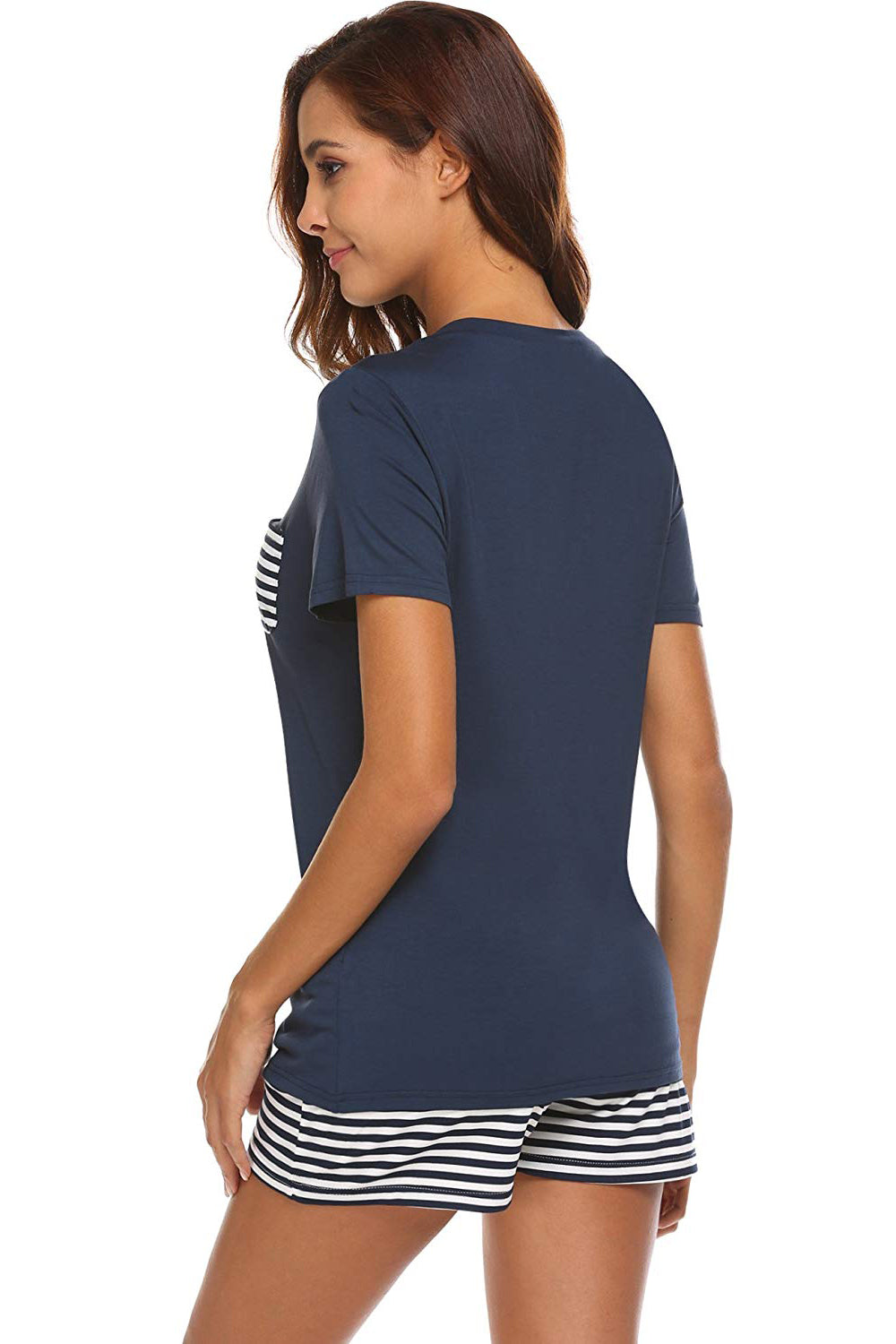 Striped Short Sleeve Top and Shorts Lounge Set - The Daily Makeover