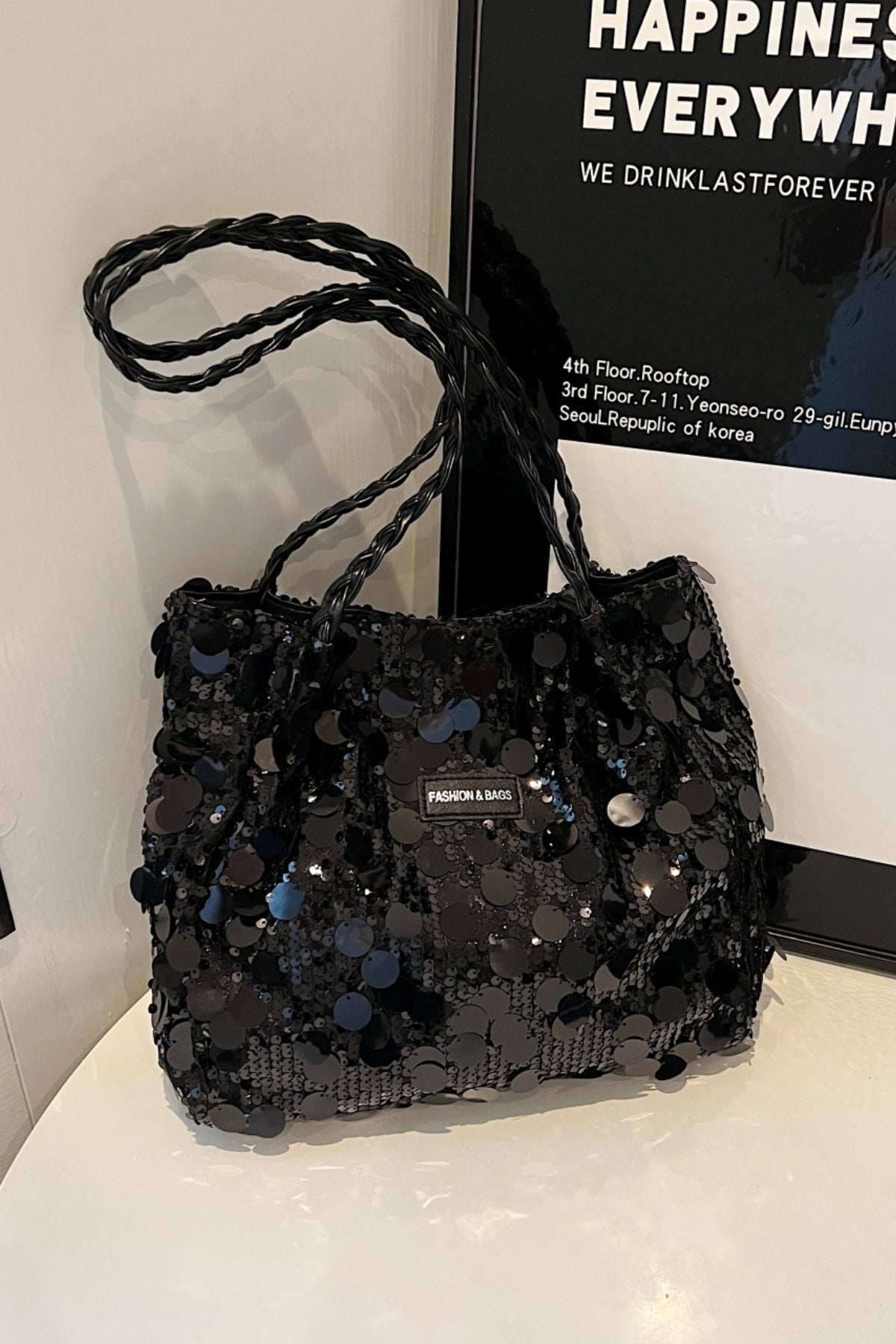 Sequin Braided Strap Shoulder Bag - The Daily Makeover
