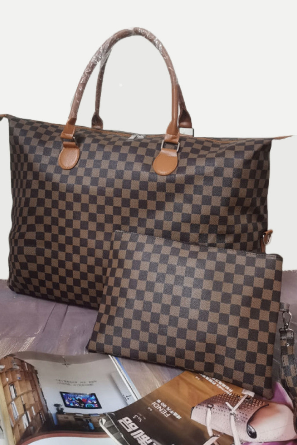 Checkered Two-Piece Bag Set - The Daily Makeover
