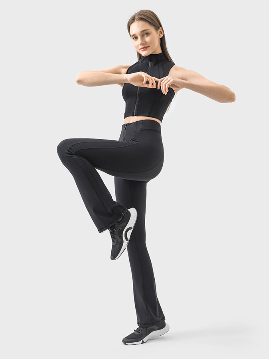 Millennia Zipper Detail High Waist Active Pants - The Daily Makeover