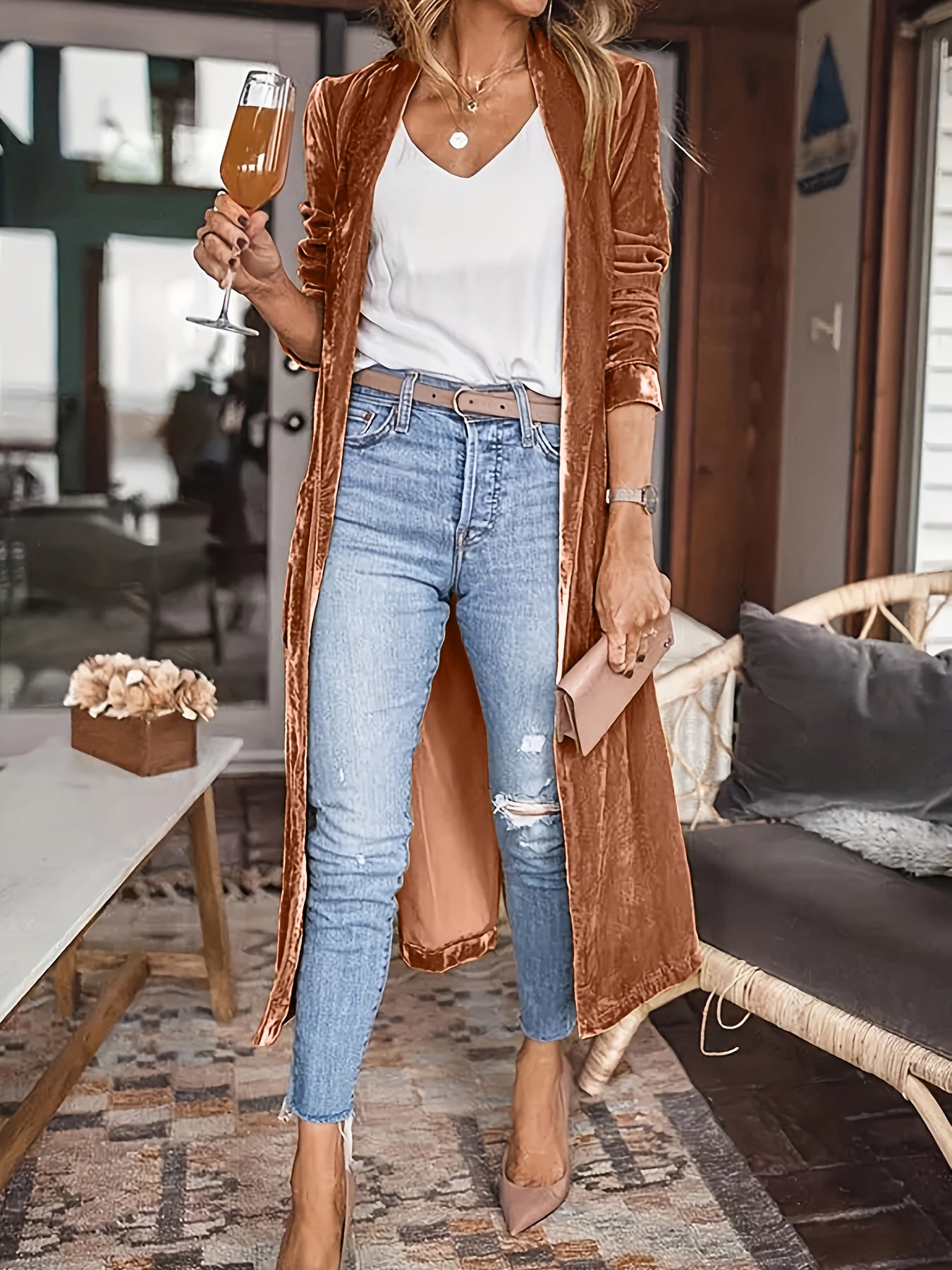 Open Front Long Sleeve Coat - The Daily Makeover