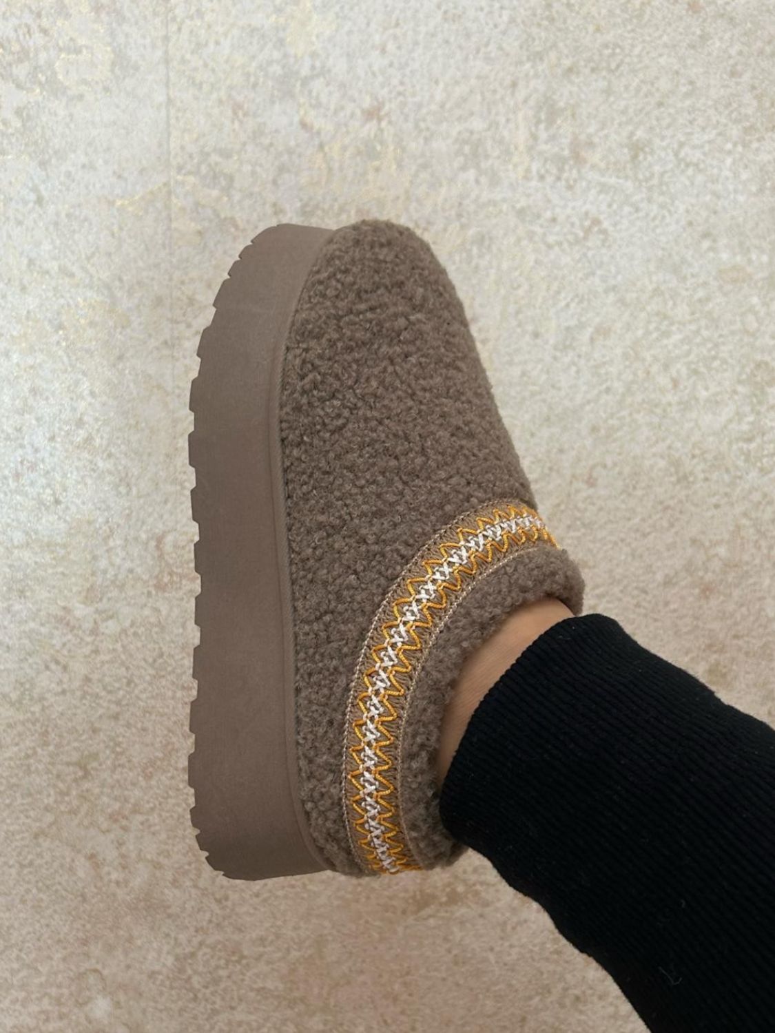 WILD DIVA Embroidered Trim Platform Sherpa Boots - The Daily Makeover