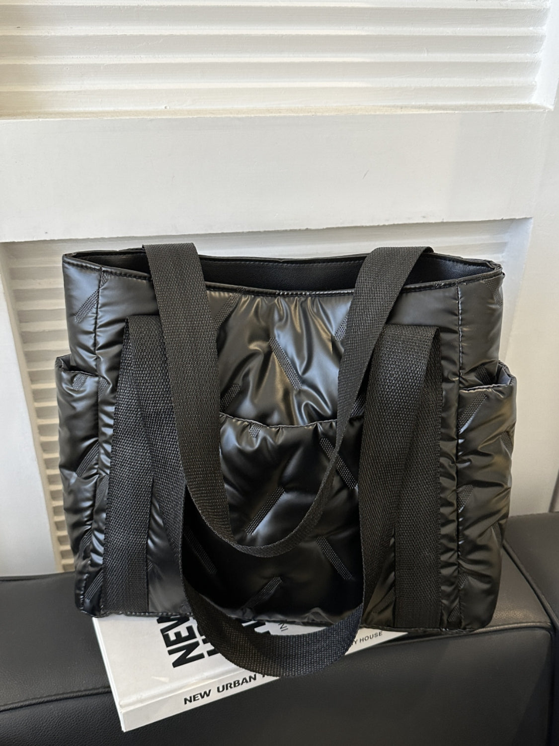 Solid Color Tote Bag with Side Pockets - The Daily Makeover