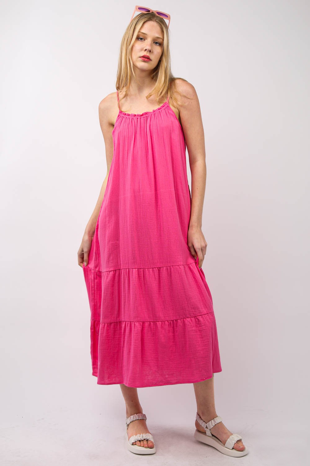 VERY J Ruffled A-Line Midi Cami Dress - The Daily Makeover