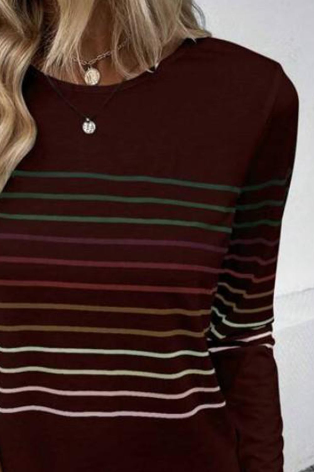 Striped Round Neck Long Sleeve T-Shirt - The Daily Makeover