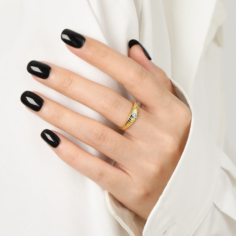 925 Sterling Silver Inlaid Zircon Ring - The Daily Makeover