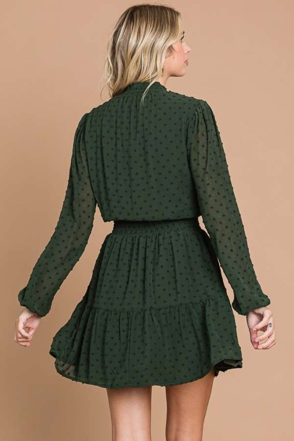 Culture Code Swiss Dot Smock Neck Mini Dress with Pockets - The Daily Makeover
