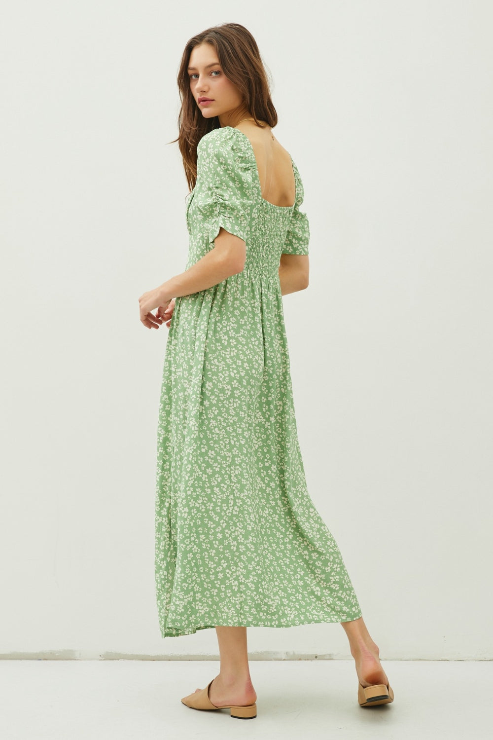 Be Cool Floral Smocked Back Slit Dress - The Daily Makeover