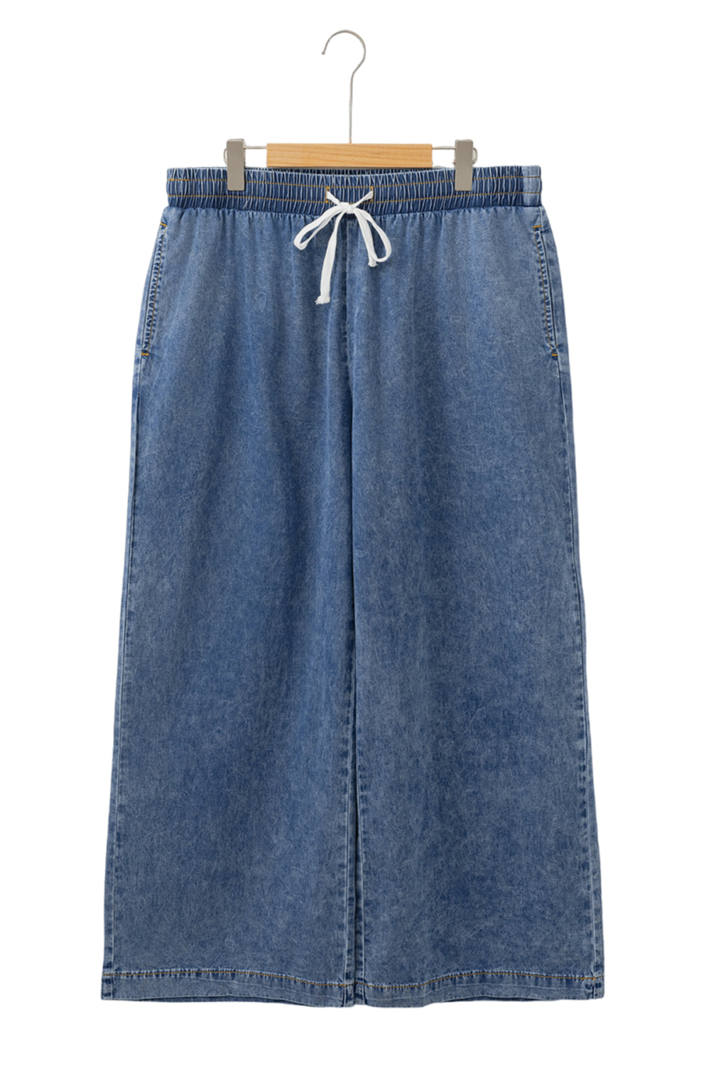 Dusk Blue Drawstring High Waist Plus Size Jeans - The Daily Makeover