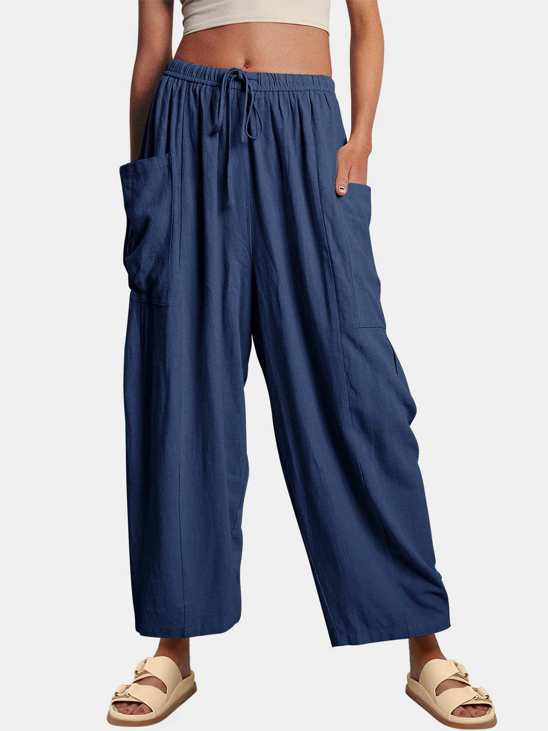 Full Size Wide Leg Pants with Pockets - The Daily Makeover