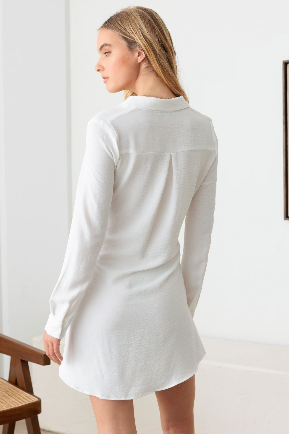 Gilli Tie Waist Long Sleeve Mini Dress - The Daily Makeover