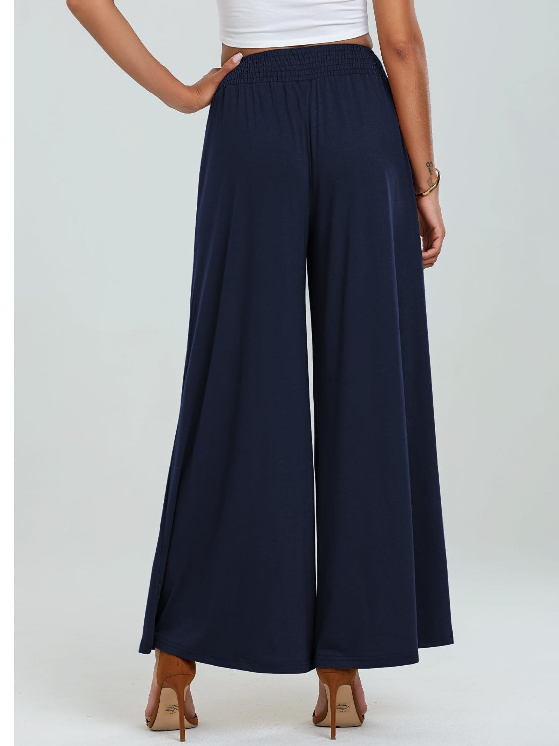 Pocketed Elastic Waist Wide Leg Pants - The Daily Makeover