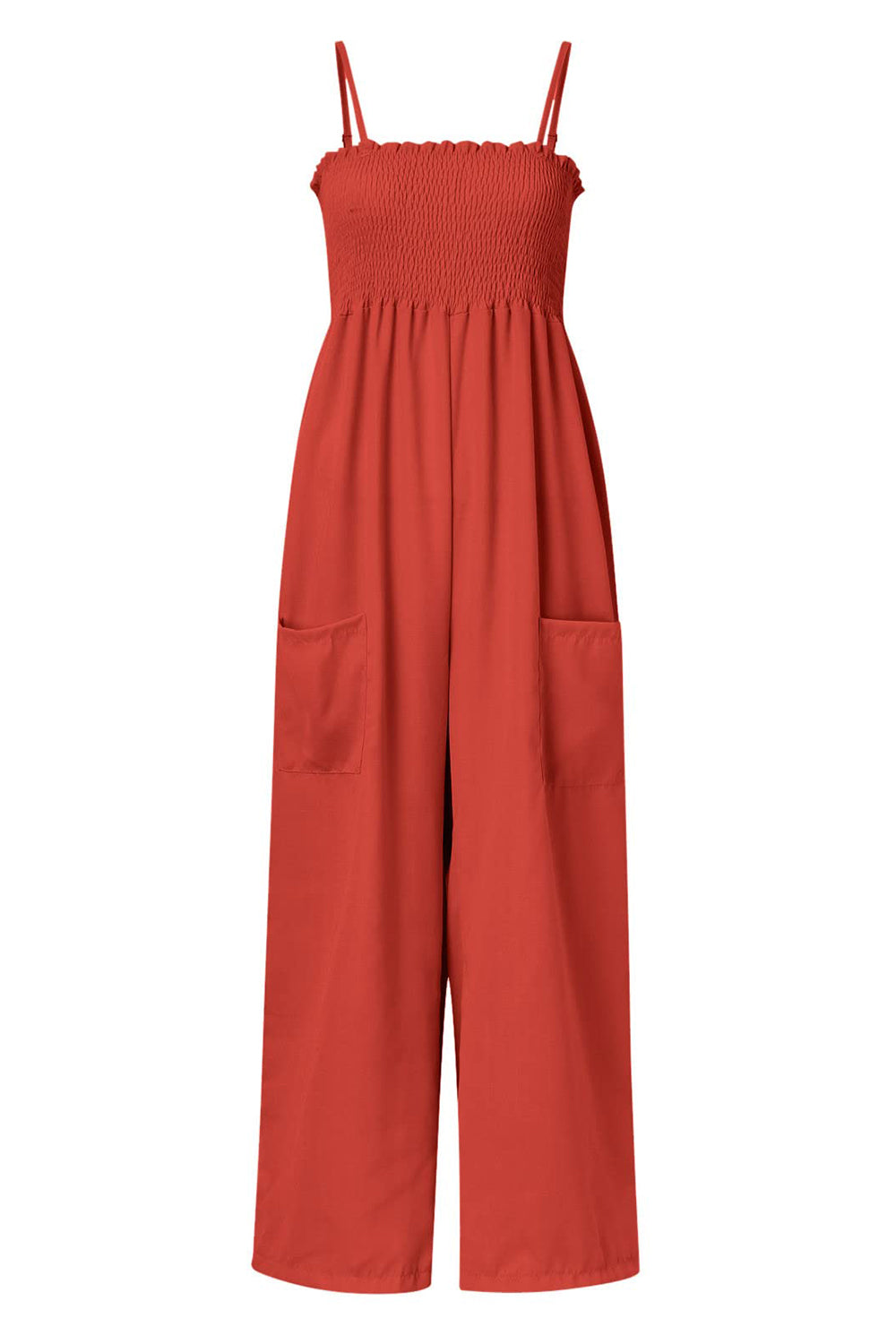Smocked Spaghetti Strap Wide Leg Jumpsuit - The Daily Makeover